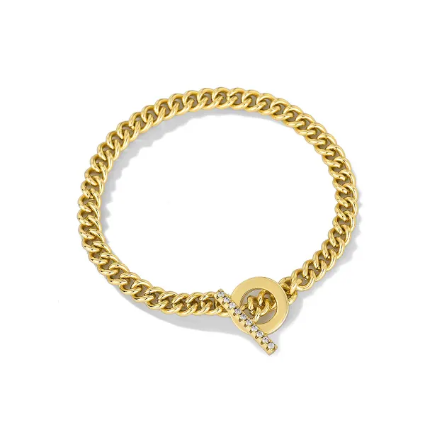 Gold-tone brass heart bracelet product direction