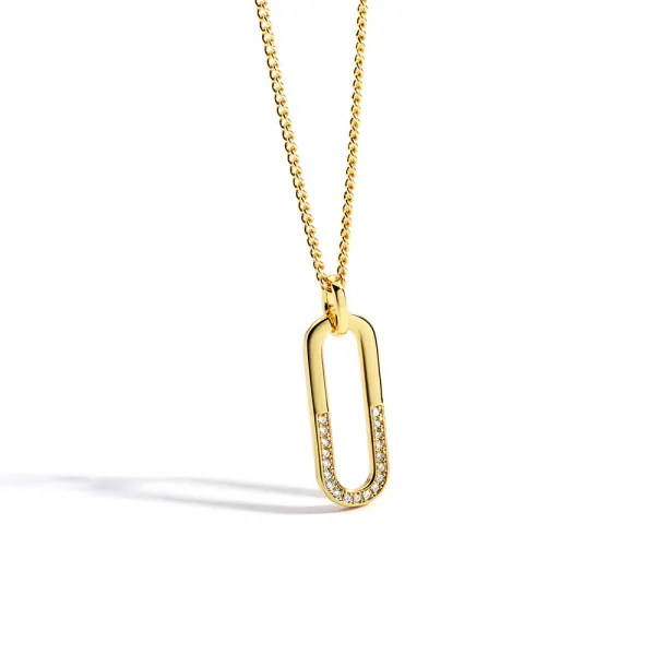 Geometric pendant brass necklace product direction