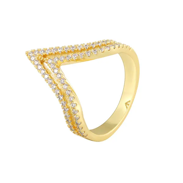 Pave geometric brass ring product direction