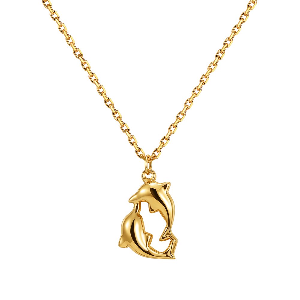 Gold-plated 304 stainless steel dolphin pendant necklace